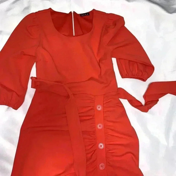 Women's SOMI & JO 3/4 Sleeve Fit + Flare Dress, round neck back zip up size S - Picture 6 of 9